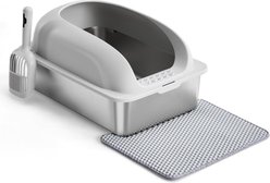 Bencmate Stainless Steel Self-Cleaning Cat Litter Box with Lid & Mat, 23.62 x 15.75 x 11.81-in, White slide 1 of 7