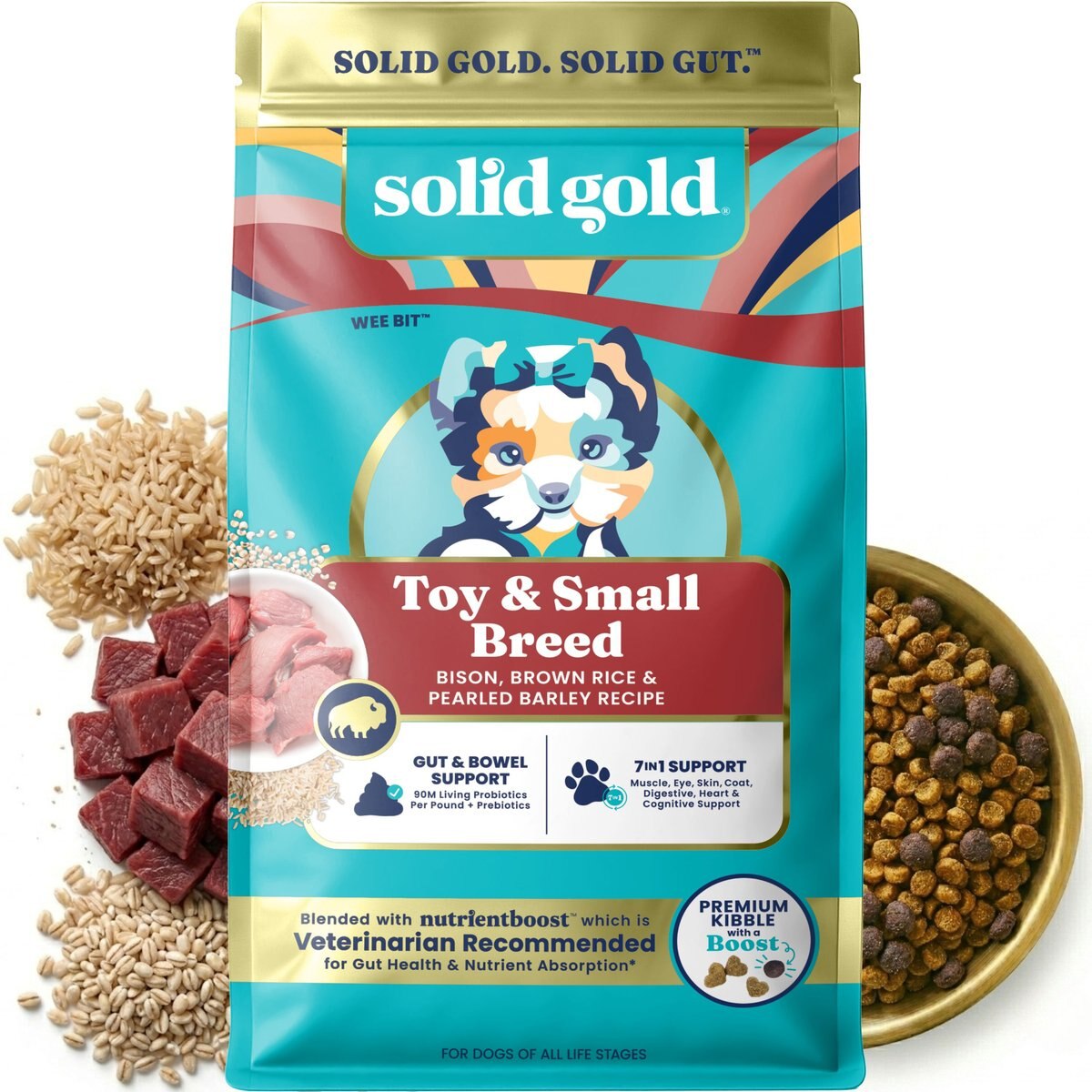 Solid Gold NutrientBoost Bison & Brown Rice Toy & Small Breed Gut Health Whole Grain Dry Dog Food, 11-lb bag