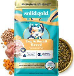 Solid Gold NutrientBoost Chicken, Chickpea & Pumpkin Toy & Small Breed Gut Health Grain-Free Dry Dog Food, 11-lb bag