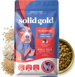 Solid Gold Weight Control Low-Fat & Low-Calorie Whole Grain Recipe Alaskan Pollock Dry Dog Food for Medium & Large Dogs, 24-lb bag