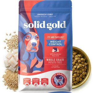 Solid Gold Weight Control Low-Fat & Low-Calorie Whole Grain Recipe Alaskan Pollock Dry Dog Food for Medium & Large Dogs, 4-lb bag