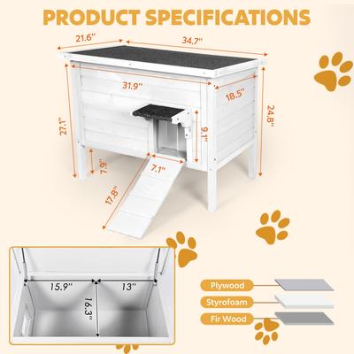 Show full view: IVY&LANE 27.1-in Outdoor Cat House, White slide 2 of 6