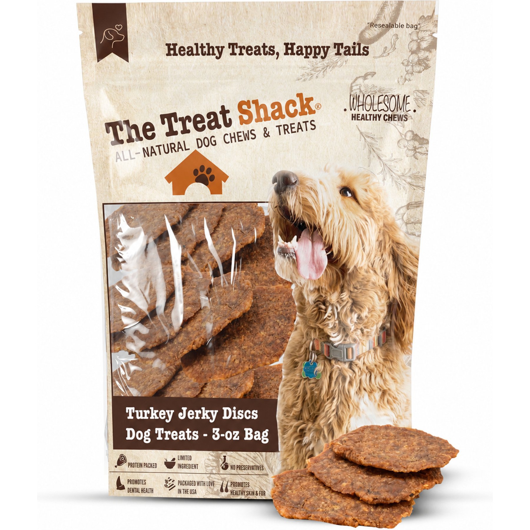 The Treat Shack Limited Ingredient High Protein Turkey Jerky Discs Dog Treats, 3-oz bag