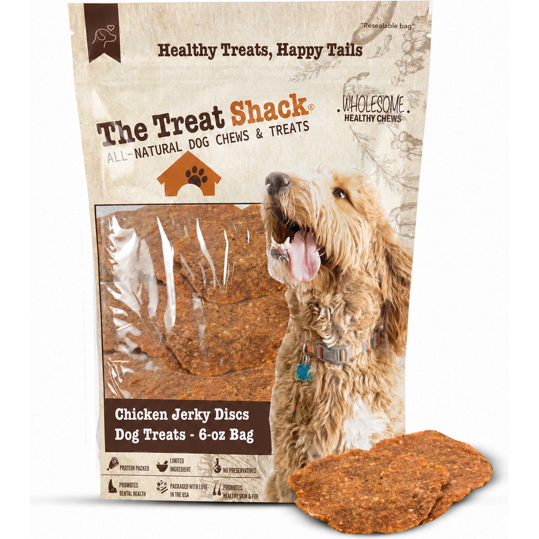 The Treat Shack Limited Ingredient High Protein Chicken Jerky Discs Dog Treats, 6-oz bag