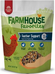 Manna Pro Farmhouse Favorites Fly & Fruit Feather Support High-Protein Chicken Treats, 7-lb