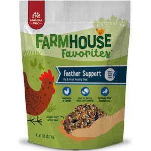 Manna Pro Farmhouse Favorites Fly & Fruit Feather Support High-Protein Chicken Treats, 7-lb