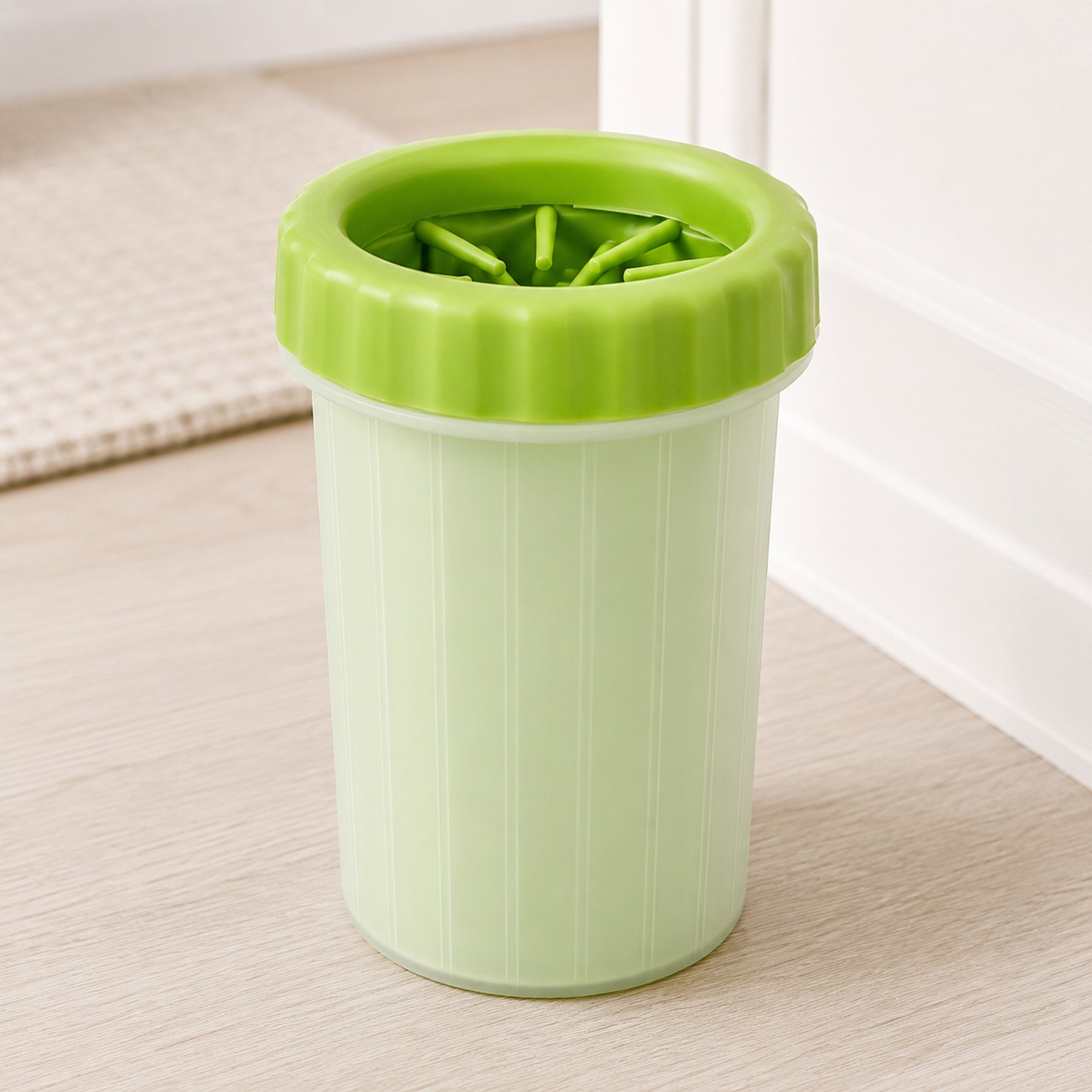NonoPets Portable Paw Cleaner Cup Dog Brush with Soft Silicone Bristles, Green