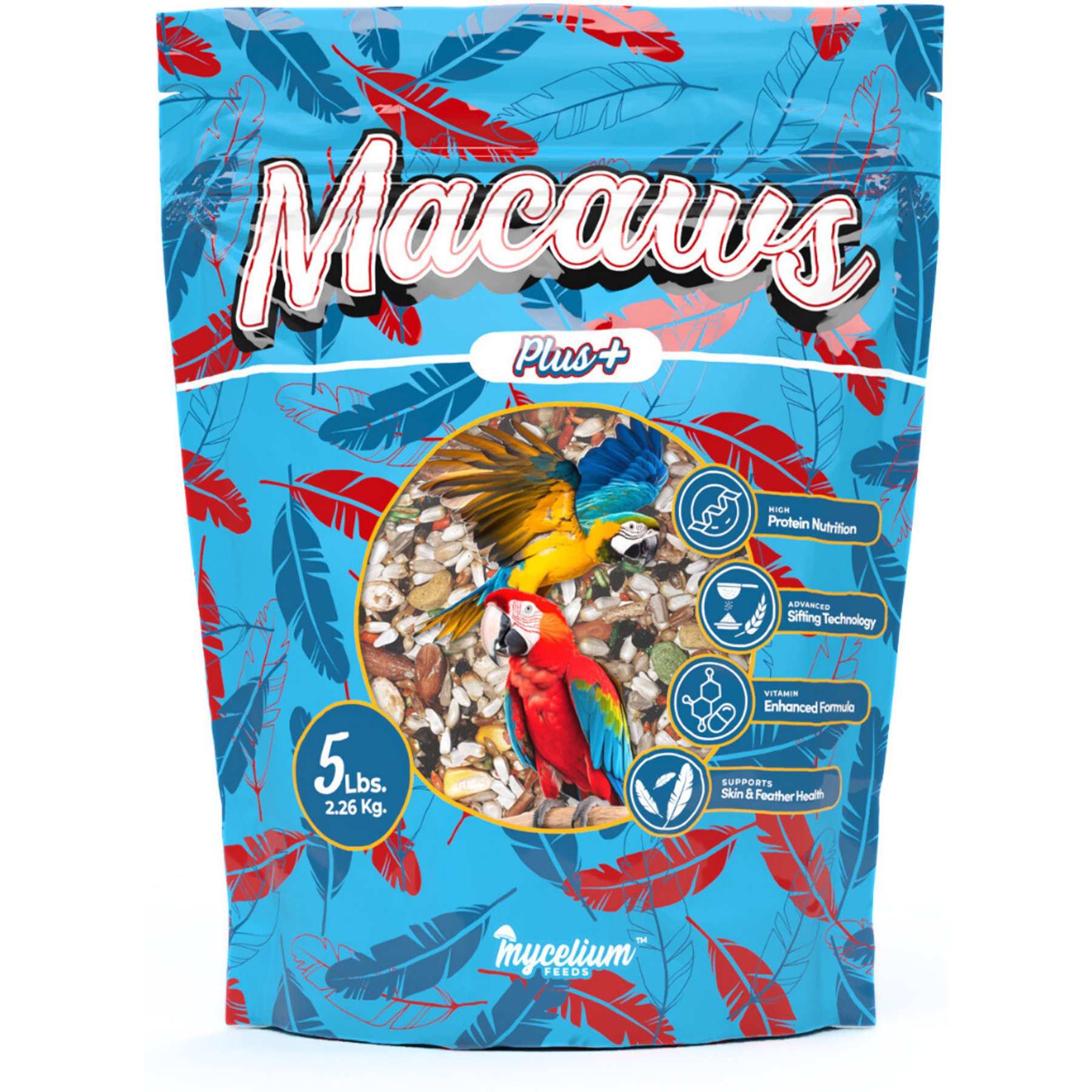 Mycelium Feeds Plus Seed Blends Macaws Food, 5-lb bag