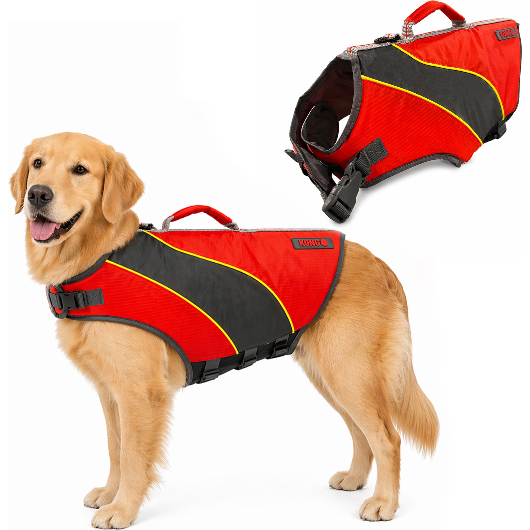 KONG Sport Aqua Float 3 Water-Resistant Dog Life Jacket, Red, Small