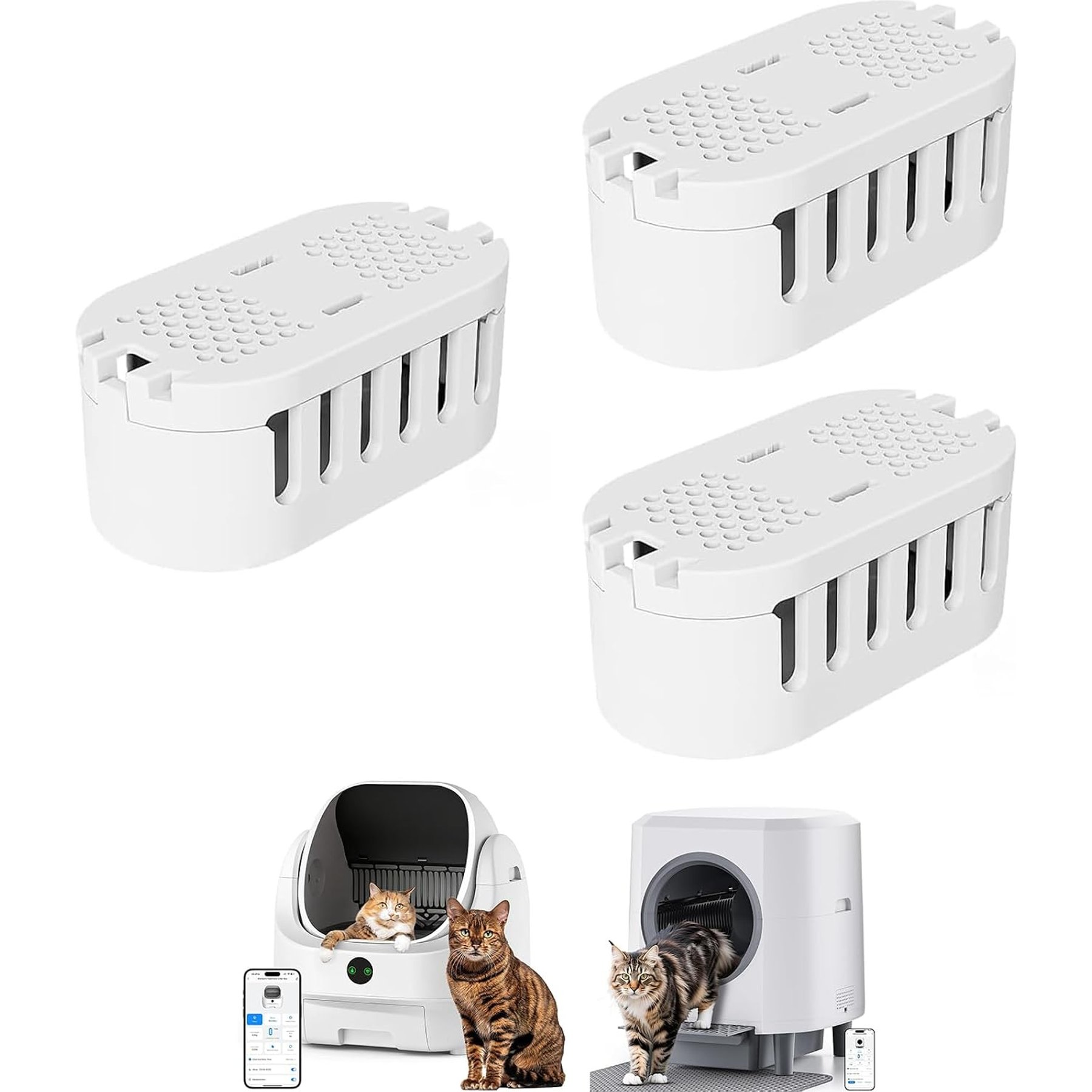 Ellenpent Compatible with ICB019 & ICB020 Automatic Cat Litter Box Deodorizer, White, 3 count