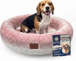 American Kennel Club Premium Round Ultra-Soft Comfort, Cozy Sleeping Space Plush Dog Bed, 25 x 8-in, Pink slide 1 of 6