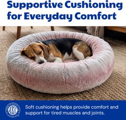 American Kennel Club Premium Round Ultra-Soft Comfort, Cozy Sleeping Space Plush Dog Bed, 25 x 8-in, Pink slide 2 of 6