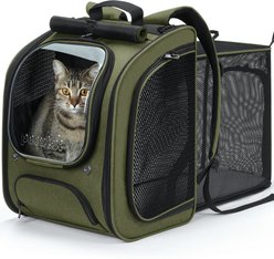 Pecute Expandable Bubble Backpack for Dogs & Cats Breathable Carrier, Dark Green