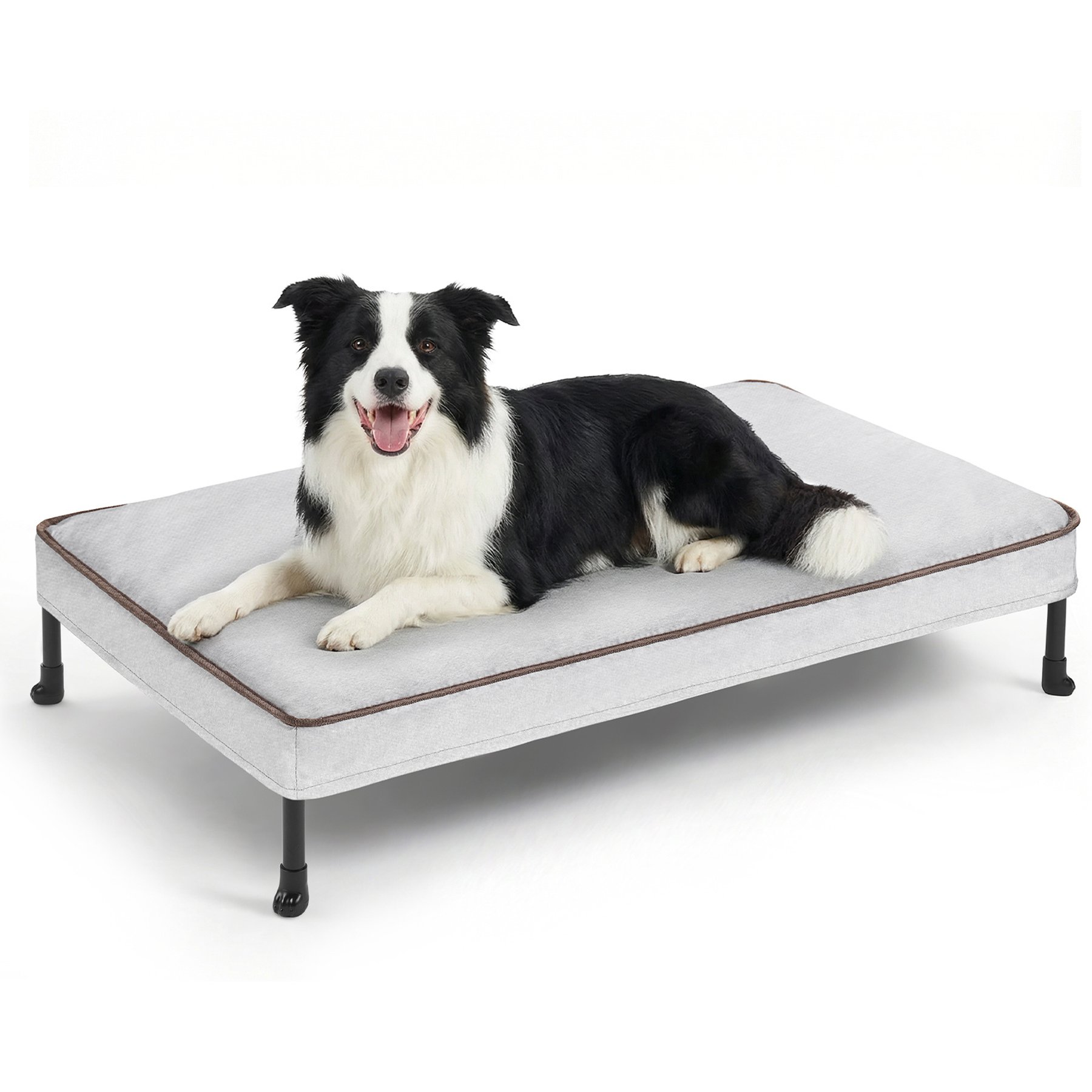 Veehoo Elevated Dog Bed with Waterproof Cushion Mat, Dark Grey, Large: 35.4 x 25.2 x 7.1-in