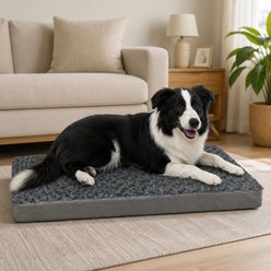 LFC PETS Orthopedic Memory Foam Fur Fabric Dog Bed with Removable Cover, Grey, Large