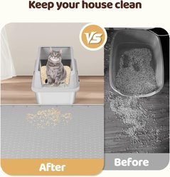 Bartuke Silicone Trapping Scatter Control Soft Kitty Paw Easy Clean Cat Litter Box Mat, XX-Large: 50 x 35-in, Grey slide 2 of 7