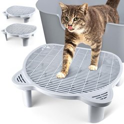 Bartuke Indoor Adjustable Ramp Step Double Layer Filter Function Elevated Cat Litter Box Mat, 20 x 16 x 6.2-in, Grey
