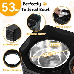 Oiyeefo 4-in-1 Adjustable Height Raised Elevated Stainless Steel Dog Bowl, Black, Large: 1.6-L slide 2 of 7