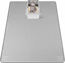 Bartuke Silicone Trapping Scatter Control Soft Kitty Paw Easy Clean Cat Litter Box Mat, XX-Large: 50 x 35-in, Grey