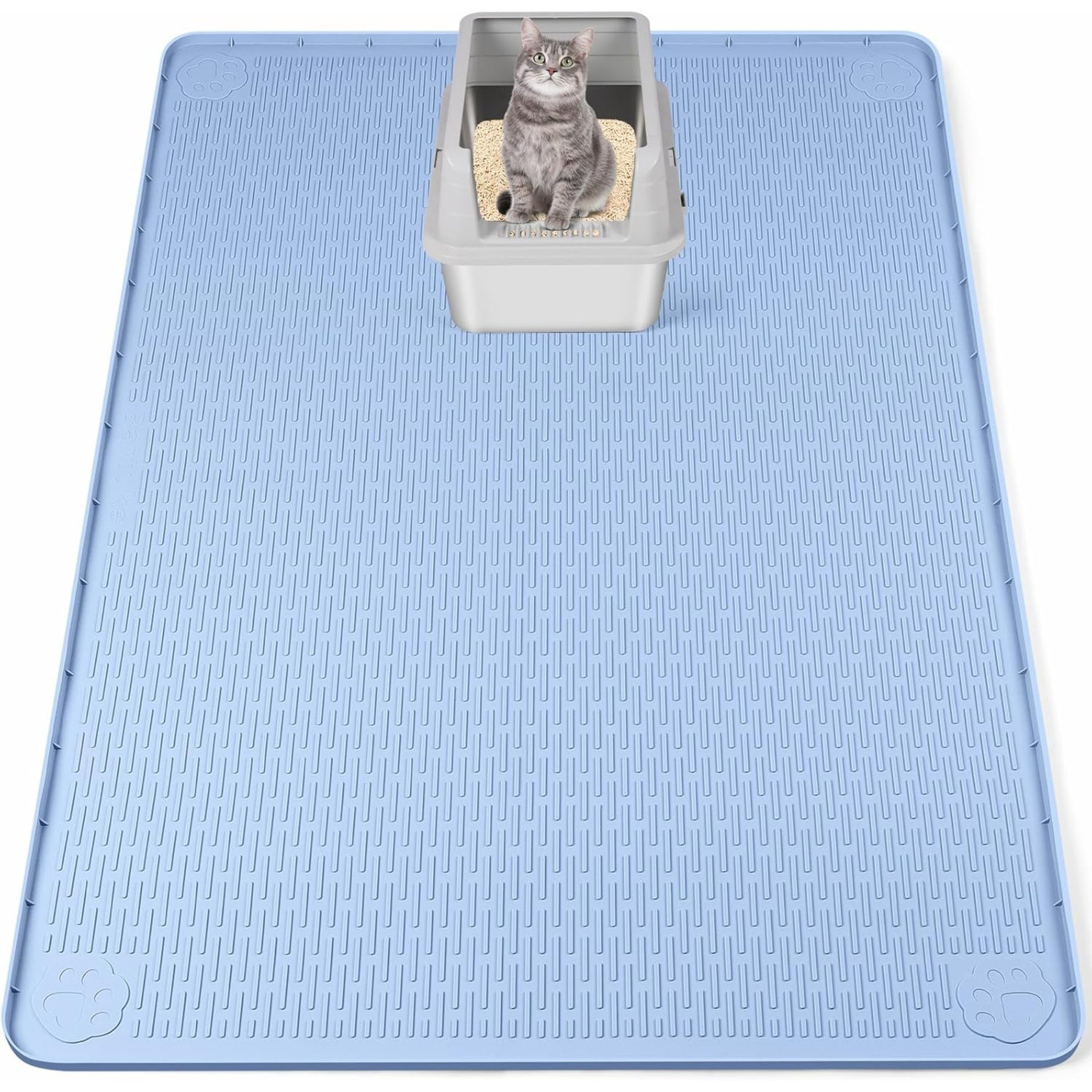 Bartuke Silicone Cat Litter Box Mat, X-Large: 50 x 35-in, Blue