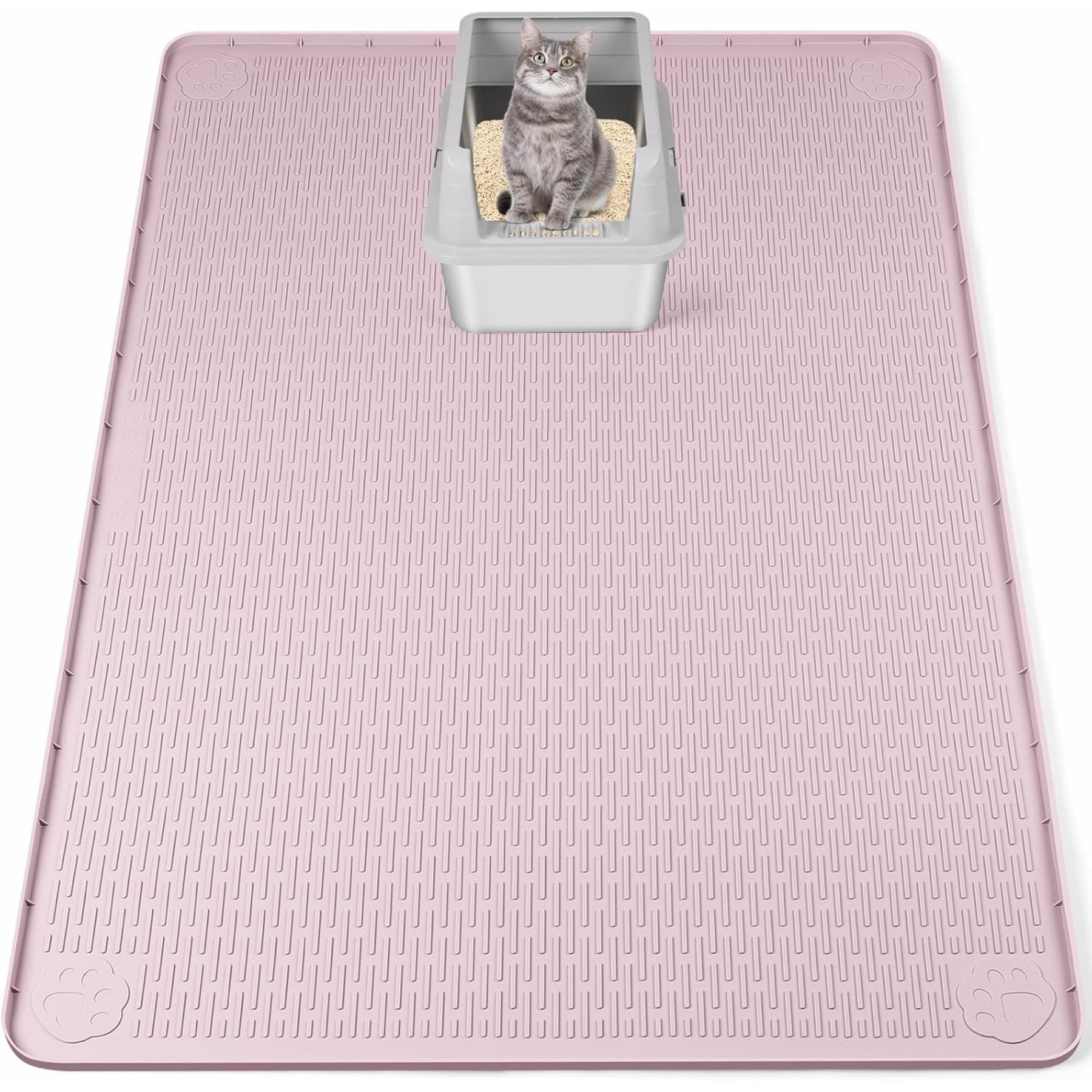 Bartuke Silicone Cat Litter Box Mat, X-Large: 50 x 35-in, Pink