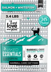 I and Love and You Naked Essentials Hairball Support Salmon + Whitefish Dry Cat Food, 3.4-lb bag