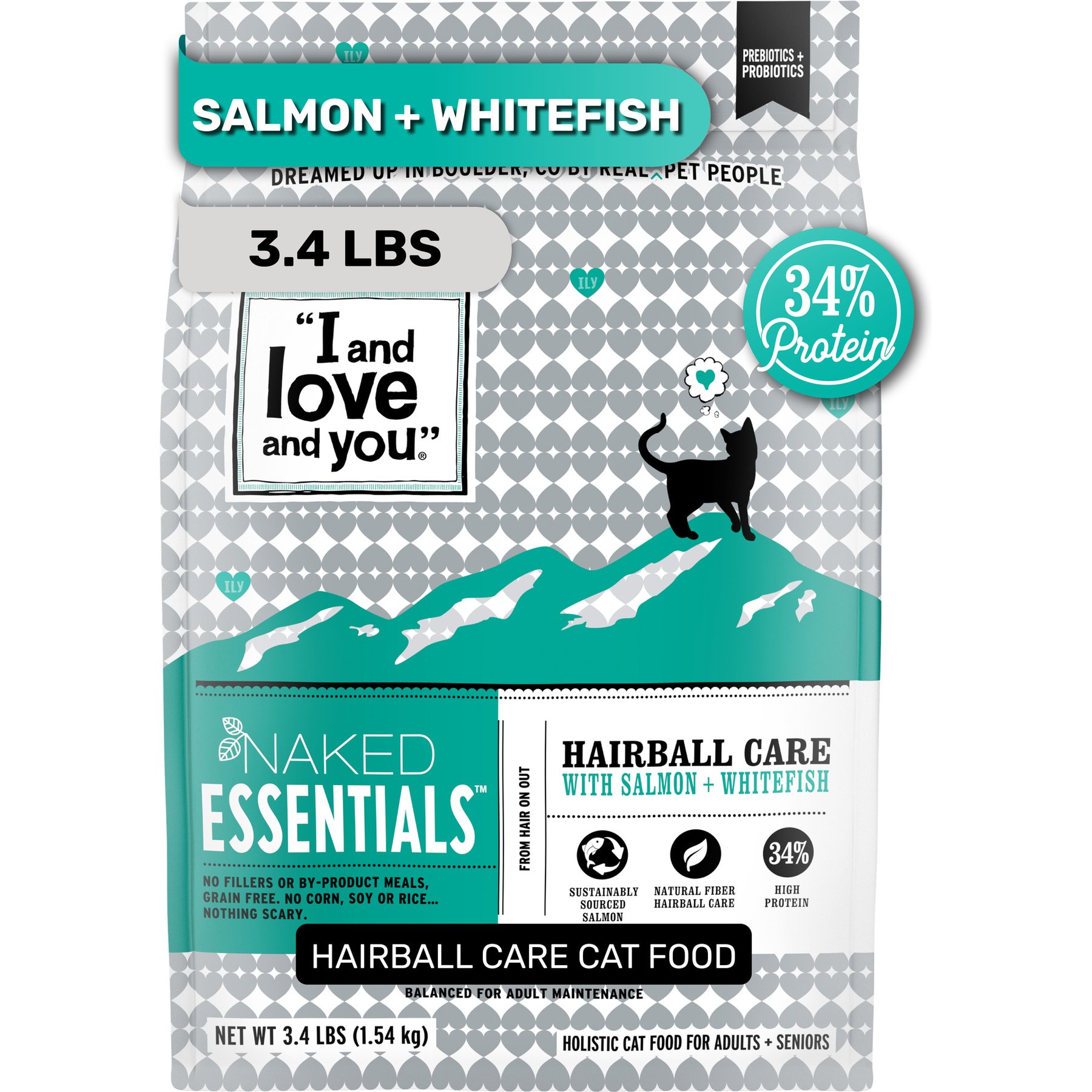 I and Love and You Naked Essentials Hairball Support Salmon + Whitefish Dry Cat Food, 3.4-lb bag