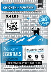 I and Love and You Naked Essentials Digestive Support Chicken and Pumpkin Recipe Dry Cat Food, 3.4-lb bag