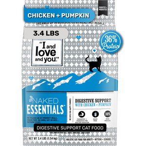 I and Love and You Naked Essentials Digestive Support Chicken and Pumpkin Recipe Dry Cat Food, 3.4-lb bag
