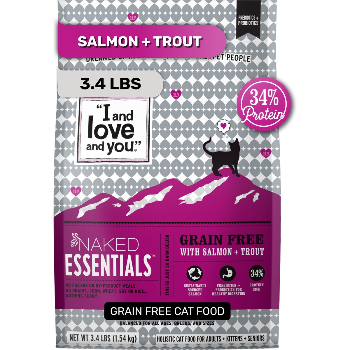 I and Love and You Naked Essentials Salmon & Trout Cat Food, 3.4-lb