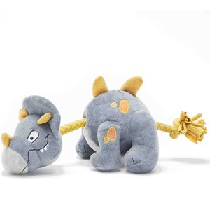 BARK Herbert The Herbivore Squeaky Ropes Tug Dog Toy, Gray