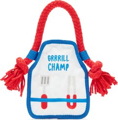 BARK Grrrill Champ Apron Squeaky Ropes Tug Dog Toy, Multicolor