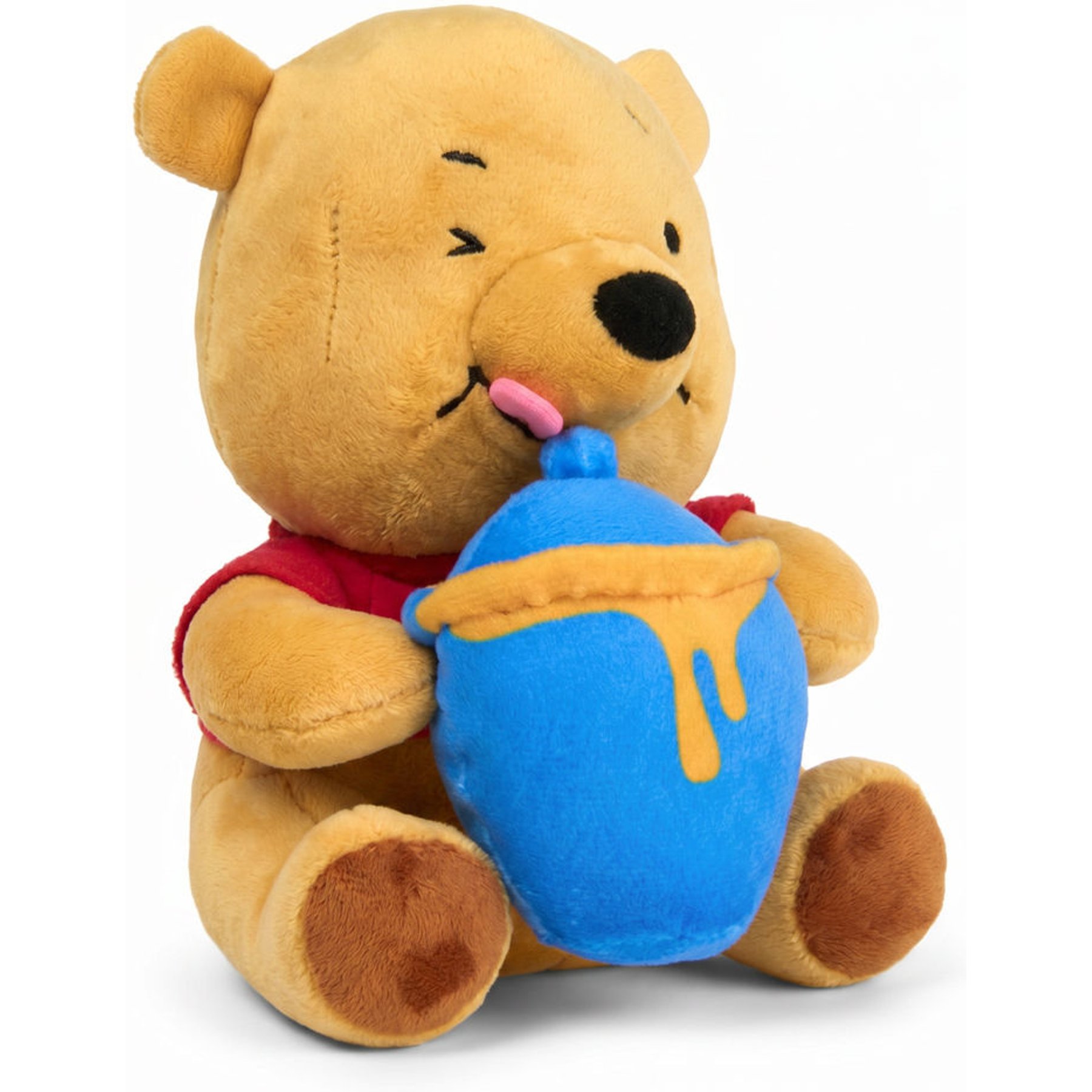 Buckle-Down Disney Winnie the Pooh Winking Hunny Pot Sitting Squeaky Plush Dog Toy, Yellow