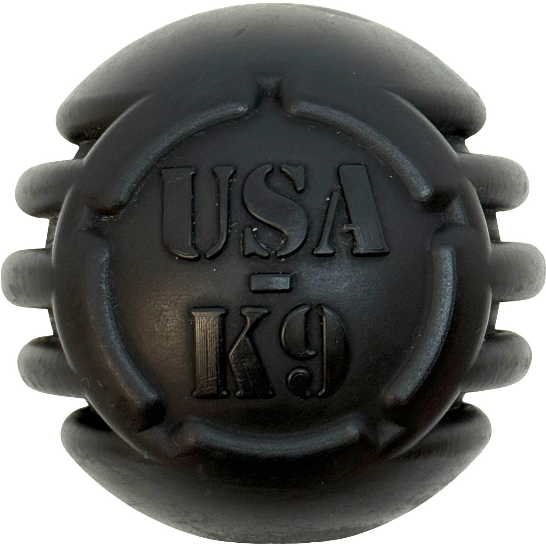 USA-K9 Stars & Stripes Handler Reward Rubber Ball Tug Dog Toy, Black, Large