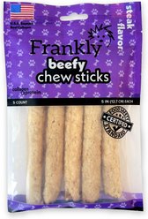 Frankly Beefy Chew 5-inch Beef Steak Rawhide Dog Stick, 5 count
