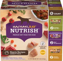 Rachael Ray Nutrish Hearty Recipes Variety Pack Wet Dog Food, 8-oz tub, case of 6