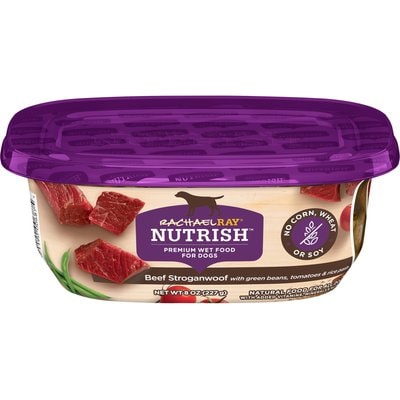 Rachael Ray Nutrish Rachael Ray Nutrish Beef Stroganwoof with Green Beans, Tomatoes & Rice Pasta Recipe Wet Dog Food, 8-oz tray, bundle of 16
