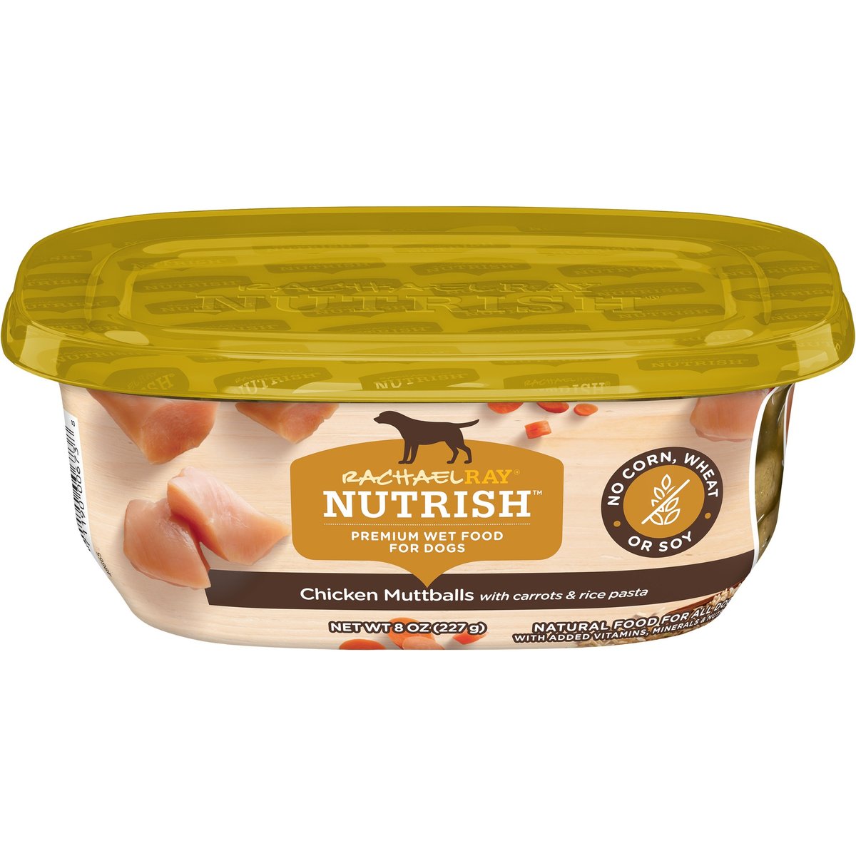 Rachael Ray Nutrish Wet Dog Food, Chicken Muttballs with Carrots & Rice Pasta Recipe, 8-oz. Tub, (Pack of 8)