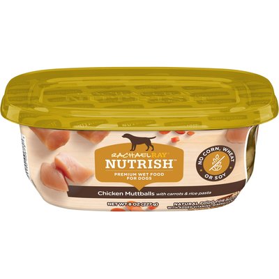 Rachael Ray Nutrish Rachael Ray Nutrish Wet Dog Food, Chicken Muttballs with Carrots & Rice Pasta Recipe, 8-oz. Tub, (Pack of 8)