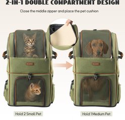 Niubya Double-Layer Rolling Backpack Dog & Cat Carrier Bag, 23-in, Green slide 2 of 8