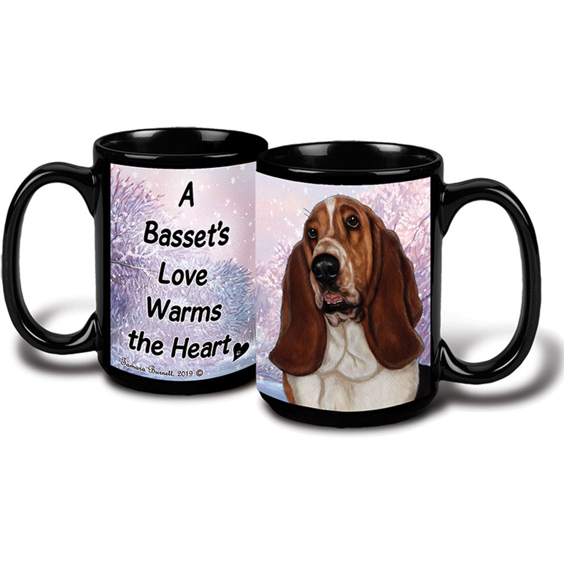 Pet Gifts USA Basset Winter Coffee Mug, 15-oz, Brown/White