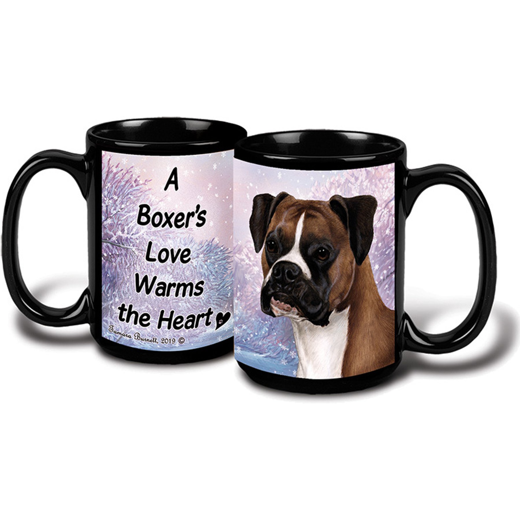 Pet Gifts USA Boxer Uncropped Winter Coffee Mug, 15-oz, Fawn