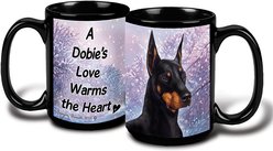 Pet Gifts USA Doberman Cropped Winter Coffee Mug, 15-oz, Black