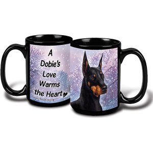 Pet Gifts USA Doberman Cropped Winter Coffee Mug, 15-oz, Black