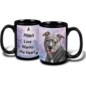 Pet Gifts USA Pit Bull Uncropped Winter Coffee Mug, 15-oz, Blue