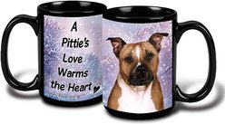 Pet Gifts USA Pit Bull Uncropped Winter Coffee Mug, 15-oz, Brown/White