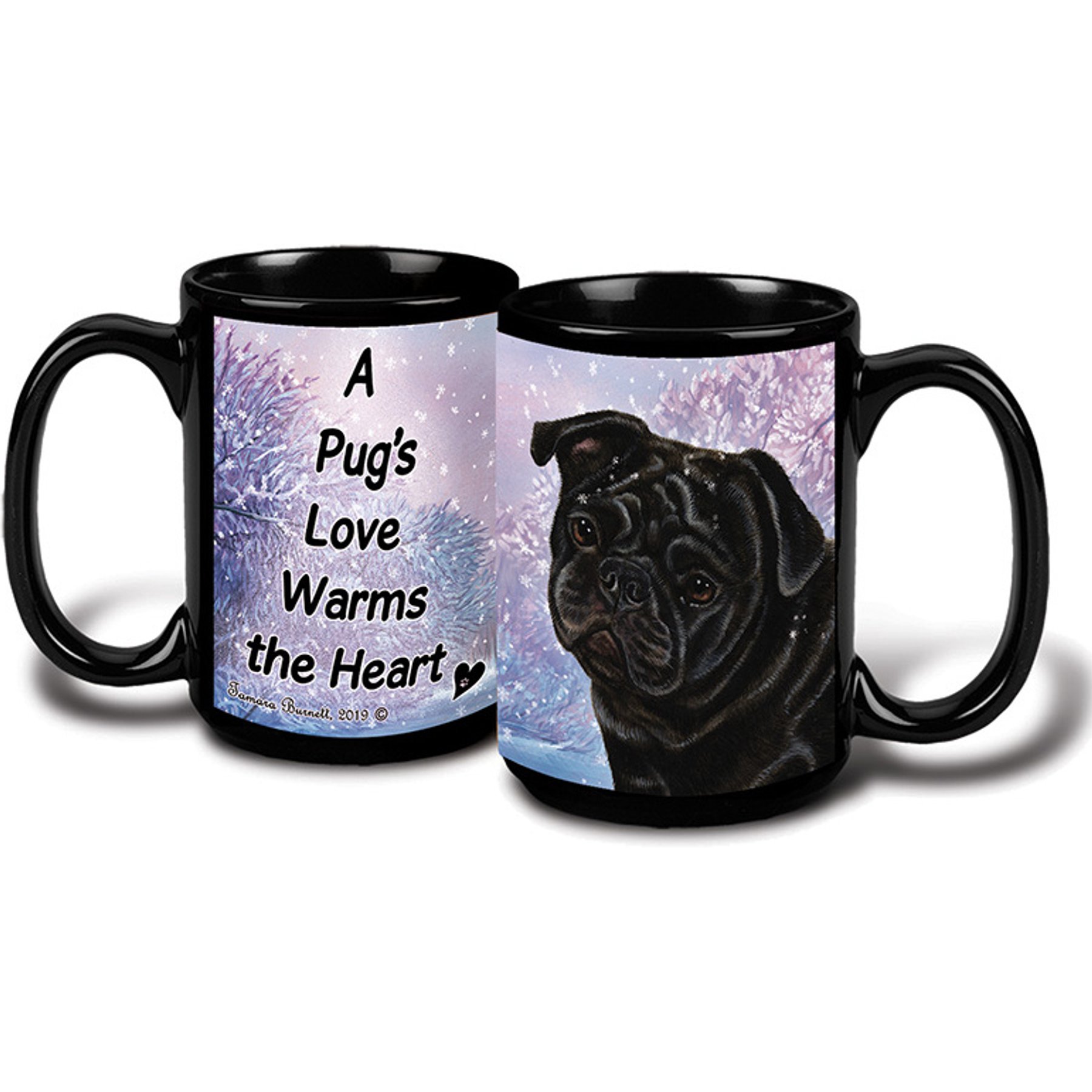 Pet Gifts USA Pug Winter Coffee Mug, 15-oz, Black