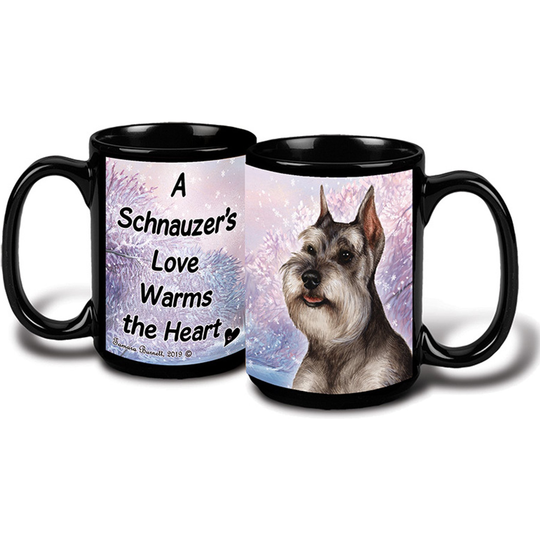 Pet Gifts USA Schnauzer Cropped Winter Coffee Mug, 15-oz, Grey
