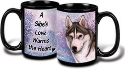 Pet Gifts USA Siberian Husky Blue Eye Winter Coffee Mug, 15-oz, Grey/White