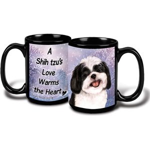 Pet Gifts USA Shih Tzu Winter Coffee Mug, 15-oz, Black/White